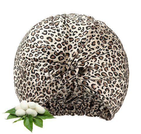 Двухслойный шелковый бонет для волос 100% Silk (леопардовый) 2568458 фото