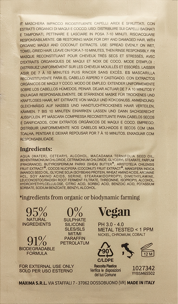 Маска восстанавливающая для сухих и поврежденных волос Nook BEAUTY FAMILY ORGANIC 10 мл 7093 фото