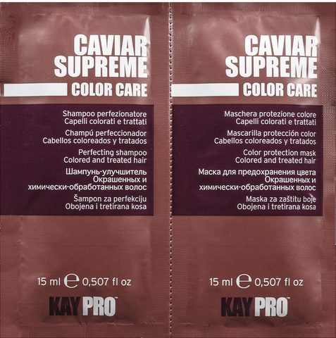 Шампунь + Маска з ікрою для фарбованого волосся KayPro Caviar 15+15 мл 7410 фото
