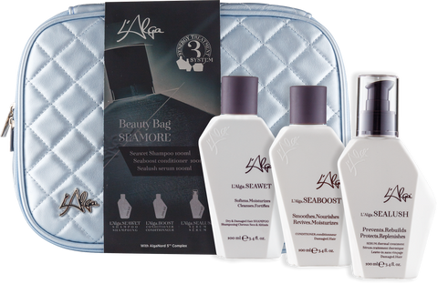 НАБІР1 L'Alga Seamore Beauty (шампунь 100 мл + кондиціонер 100 мл + сироватка 100 мл + косметичка) 9951 фото